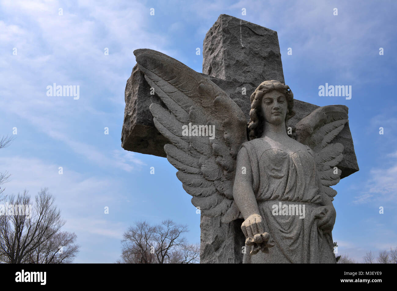 Angel Statue in a Catholic Cemetery Stock Photo