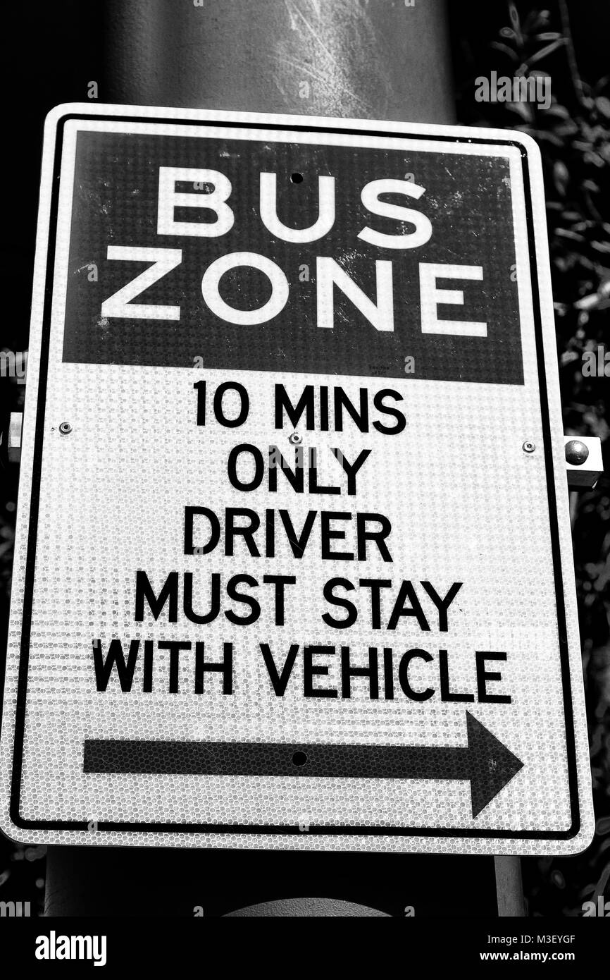 in  australia  an old sygnal of bus zone and instruction  concept of safety Stock Photo