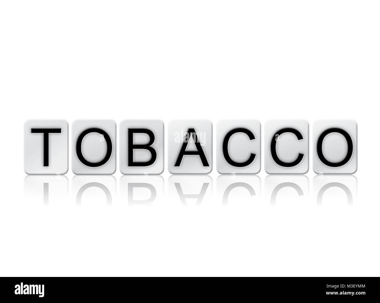 The word Tobacco concept and theme written in white tiles and isolated