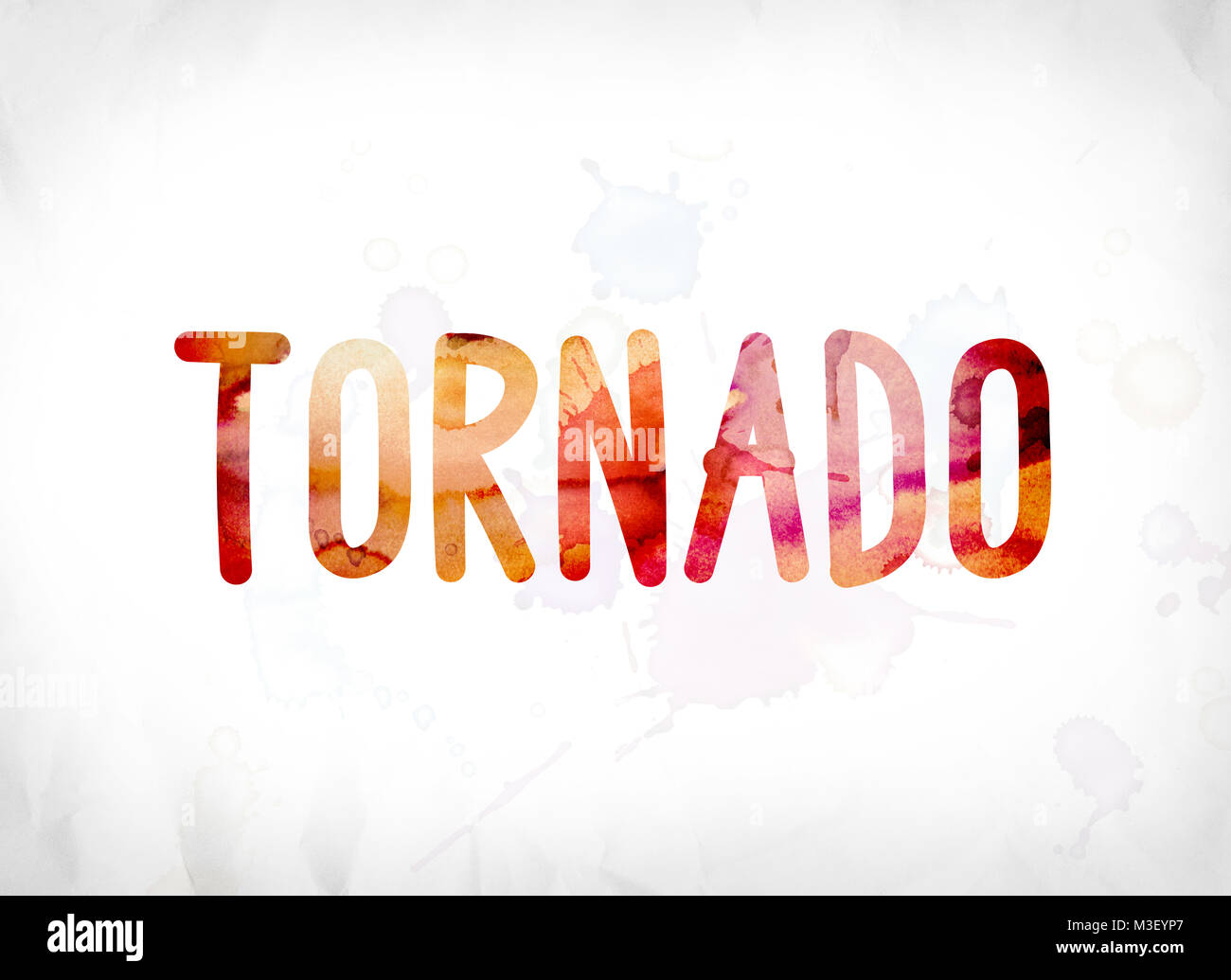 The word Tornado concept and theme painted in colorful watercolors on a