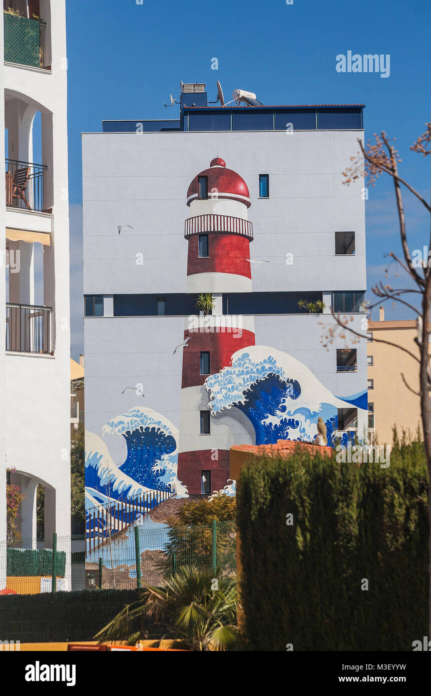 Trompe-l'œil murals in Estepona Stock Photo