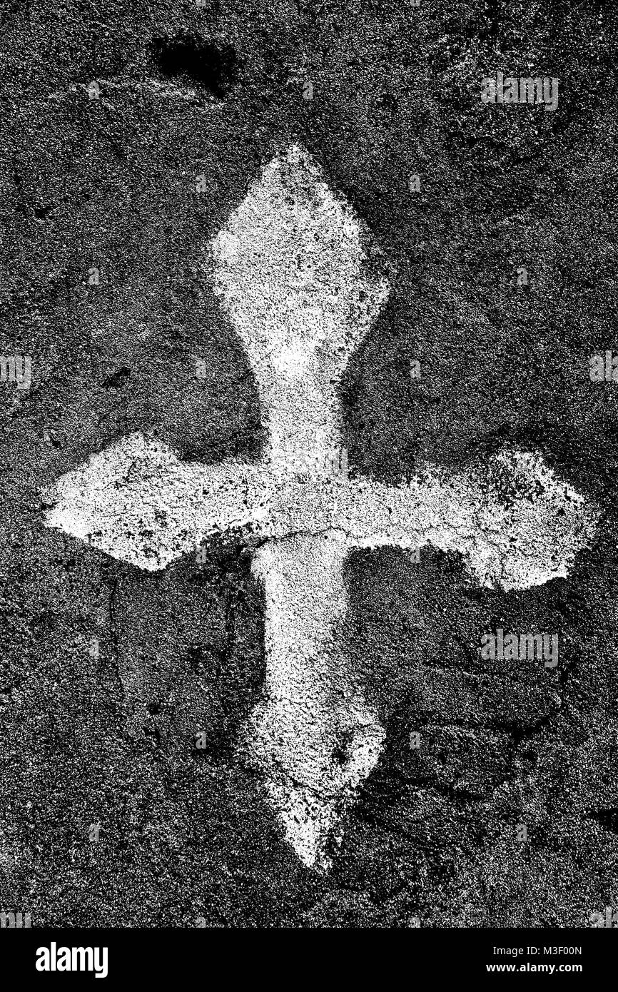 in ethiopia africa the painted cross in the old church and empty wall