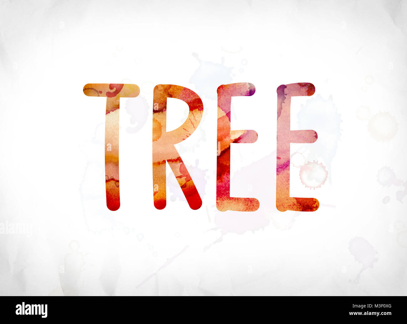 Tree Word Background The word Tree concept and theme painted in colorful watercolors on a ...