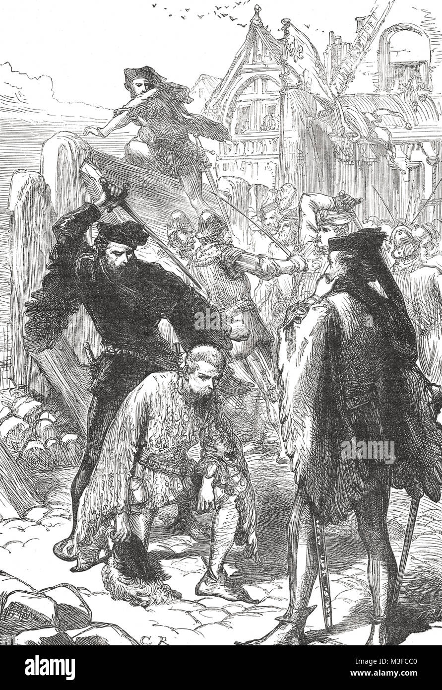 John the Fearless, Duke of Burgundy, assassinated on the bridge at Montereau, 10 September 1419 Stock Photo
