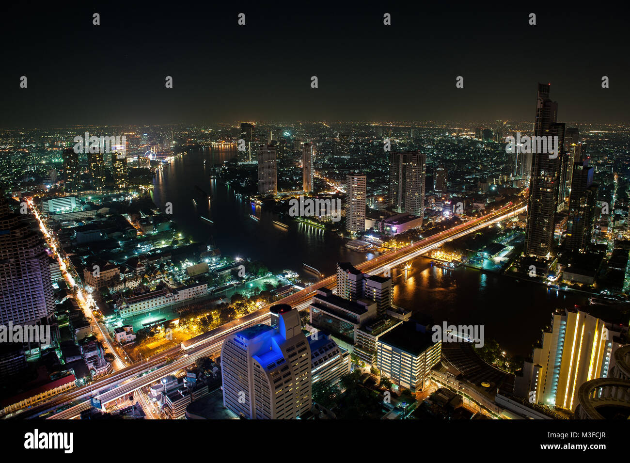 Bangkok Thailand cityscape at night Stock Photo - Alamy