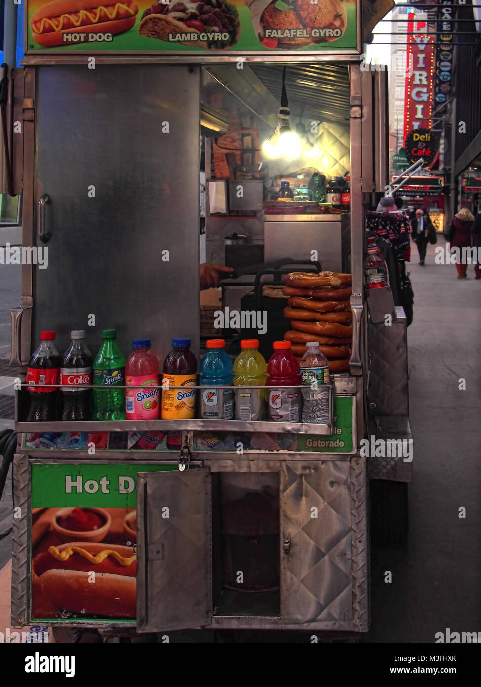 New York , New York, USA. Febuary 1, 2018. Street food vendor cart in