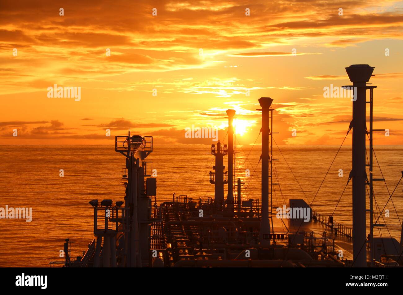 This photo was taken on board a liquefied natural gas carrier in the Atlantic. Stock Photo