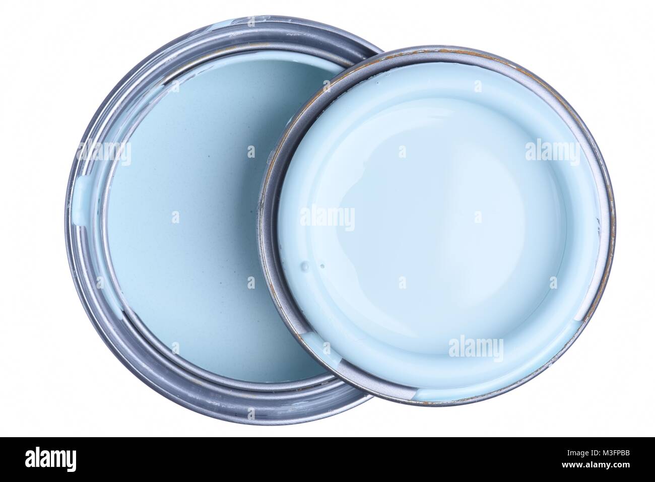 Can of Mint Paint Top View Isolated on White Background Stock Photo