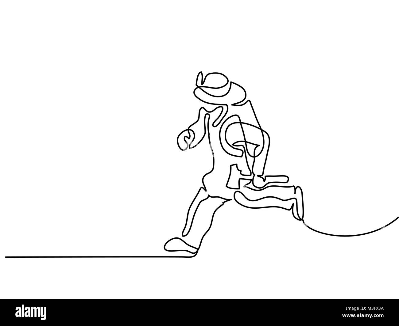 Firefighter running to fire with hatchet Stock Vector