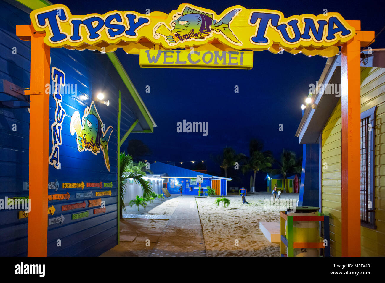 Tipsy Tuna night club bar and restaurant in Placencia, Belize Stock Photo