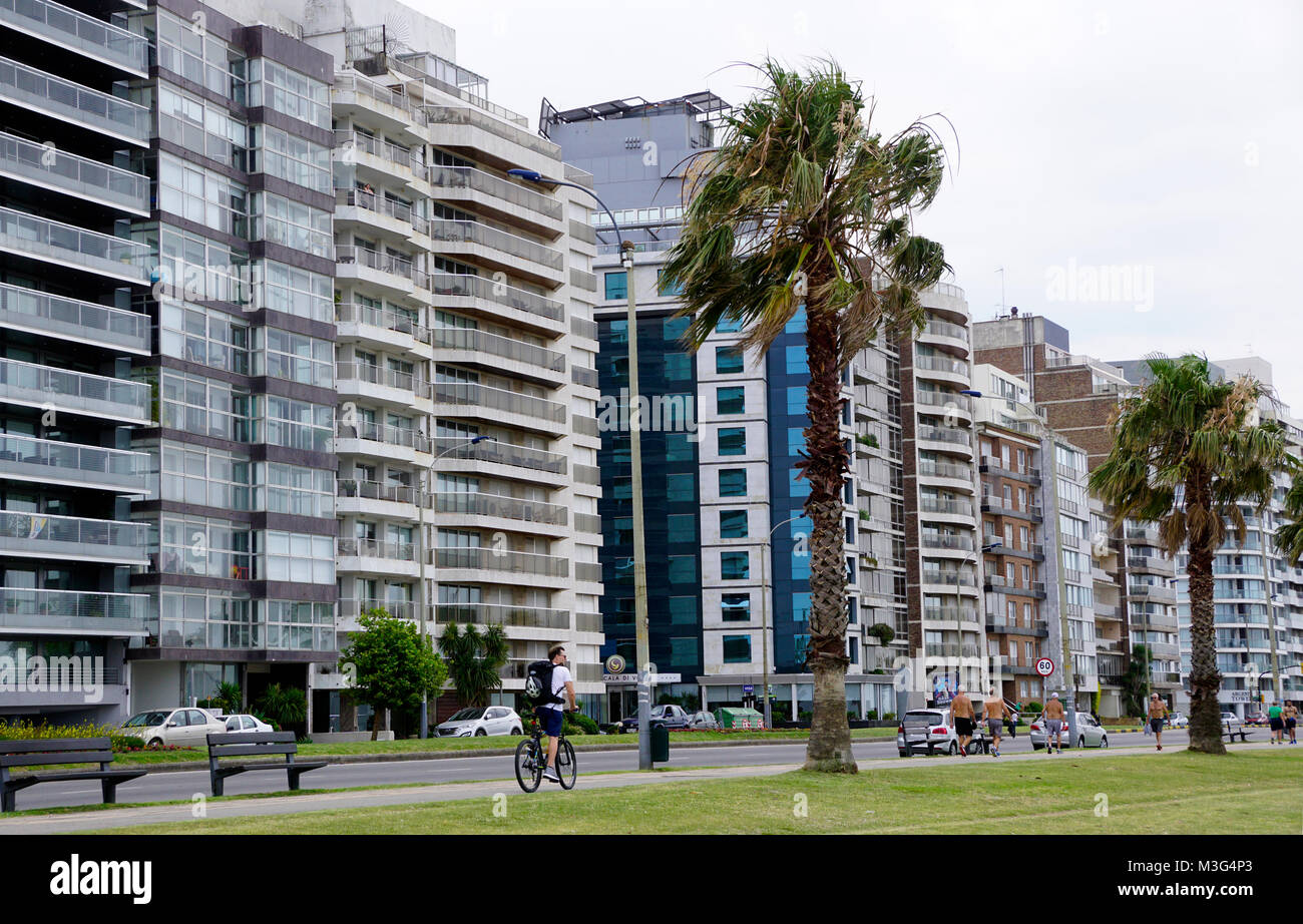 Modern blocks of ocean view apartments and condos along the Rambla in