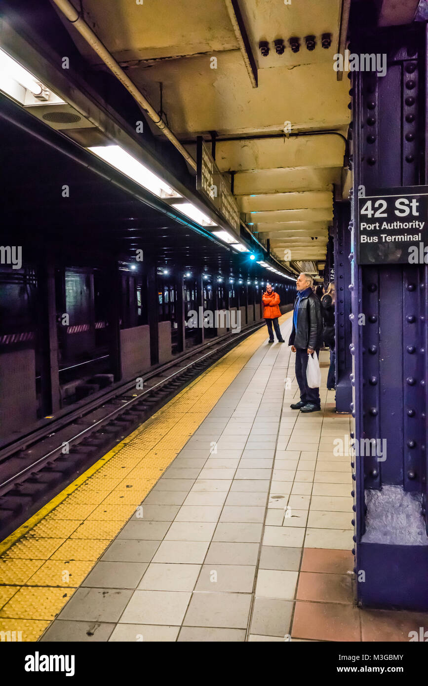 42nd Street Port Authority Bus Terminal Subway Station Manhattan New York, New York, USA Stock