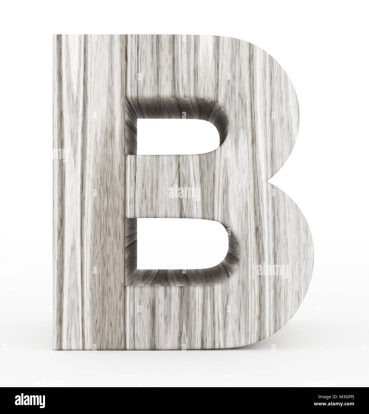 letter B 3d wooden isolated on white - 3d rendering Stock Photo - Alamy
