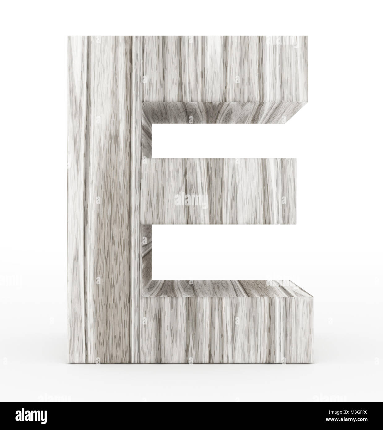 letter E 3d wooden isolated on white - 3d rendering Stock Photo - Alamy