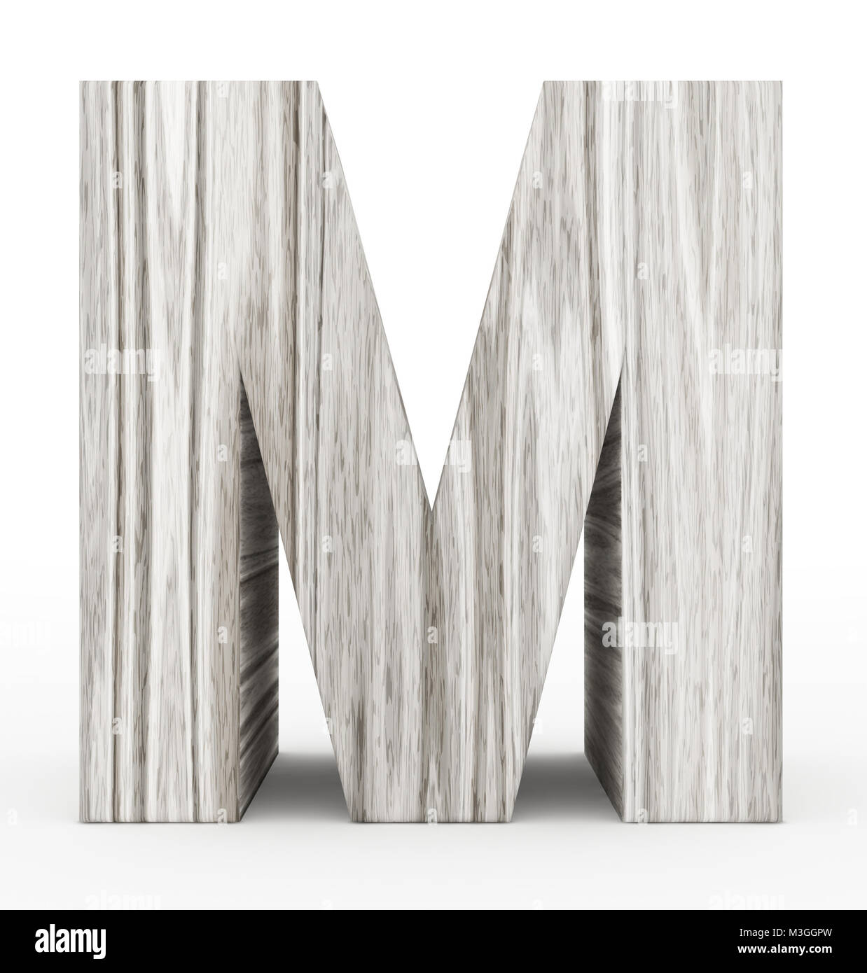 letter M 3d wooden isolated on white - 3d rendering Stock Photo - Alamy