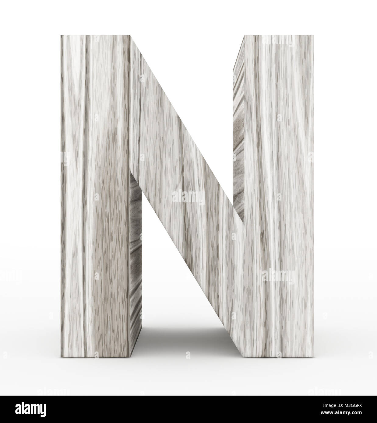 letter N 3d wooden isolated on white - 3d rendering Stock Photo - Alamy