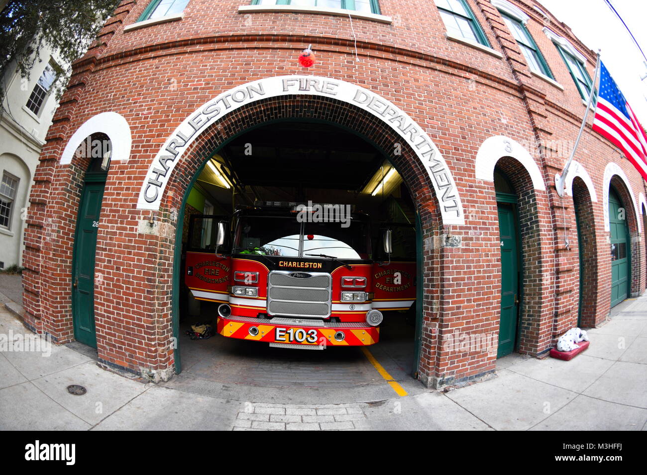 Fire Engine Station Stock Photo