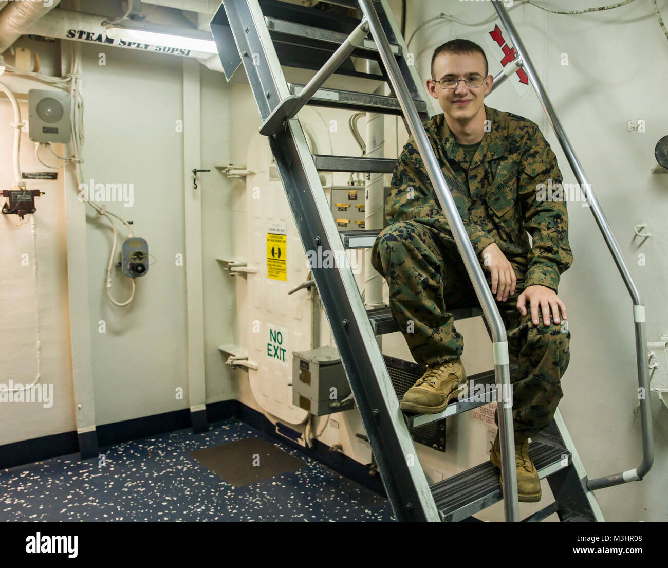 U.S. Marine Lance Cpl. Jerimiah Cunningham is a 20-year-old team leader assigned to Lima Company, 3rd Battalion, 3rd Marine Regiment currently who is currently embarked upon the U.S.S. Bonhomme Richard (LHD-6), at sea, Feb. 6, 2018. Cunningham, a Parkersburg, West Virginia native, is traveling to the Kingdom of Thailand to participate in Exercise Cobra Gold 18. The U.S. and Kingdom of Thailand co-lead annual exercise will be held from Feb. 13-23 with up to seven nations participating. (U.S. Marine Corps Stock Photo