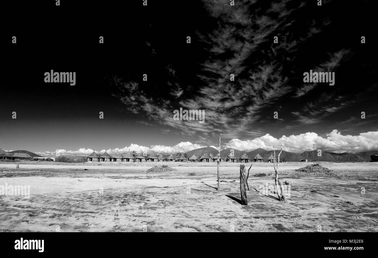 Cirrus clouds above Cerritos Beach Baja California Mexico BCS Stock