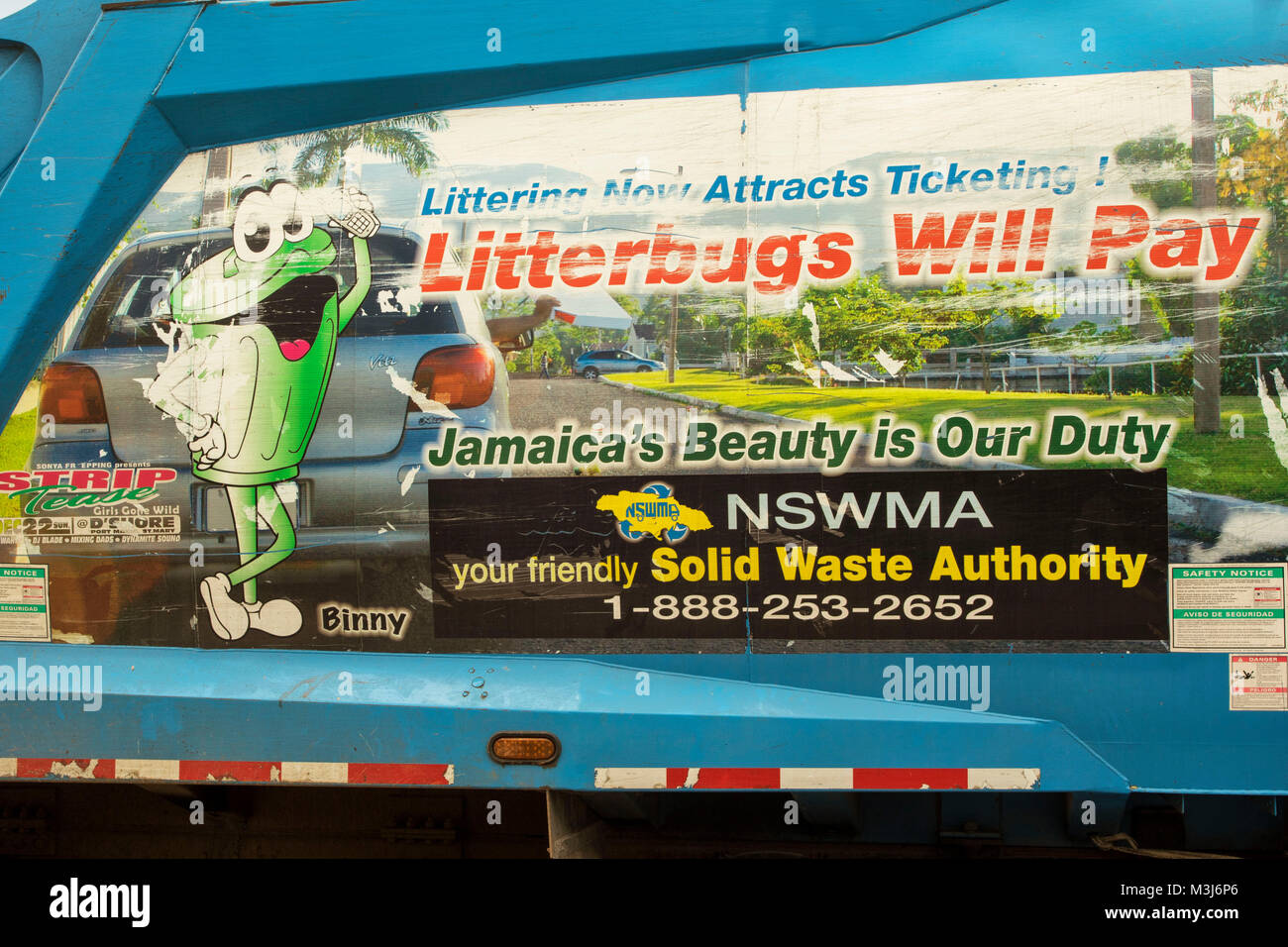 Garbage truck clearing up after the market at Ocho Rios, Jamaica, West