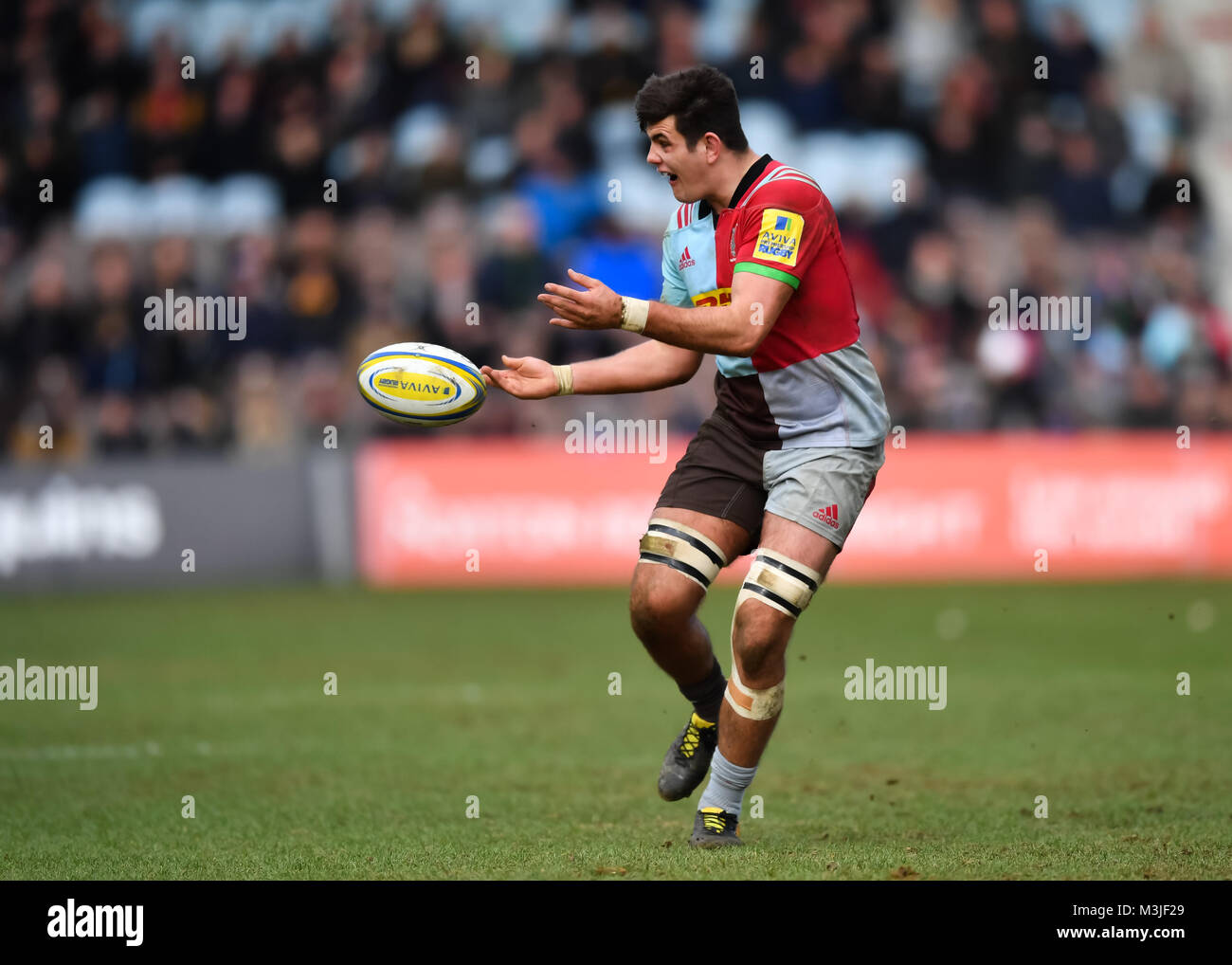 Twickenham, UK. 11th February, 2018. during Aviva Premiership match between Harlequins and Wasps at Twickenham Stoop on Sunday, 11 February 2018. LONDON ENGLAND. Credit: Taka Wu/Alamy Live News Stock Photo