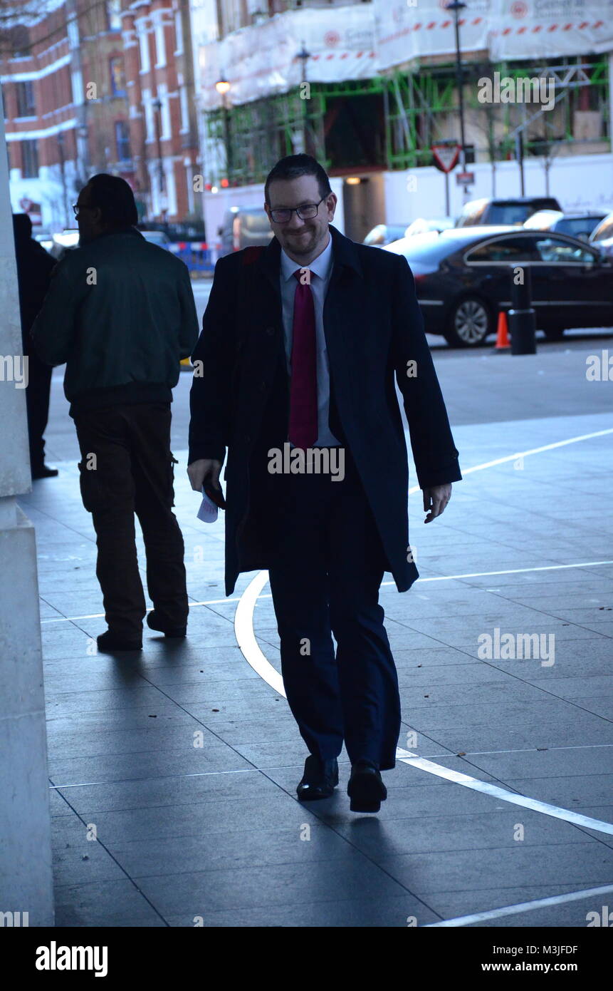 London, UK, 11 February 2018 Andrew Gwynne, Labour MP shadow cabinet at the BBC Broadcasting House after appearing on the Andrew Marr Show. Credit: JOHNNY ARMSTEAD/Alamy Live News Stock Photo