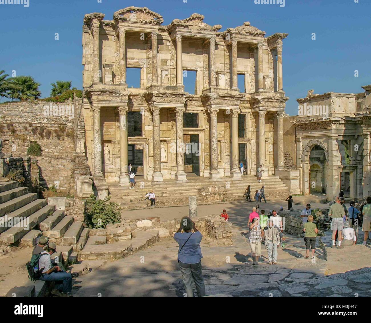 Ephesus, Izmir, Turkey. 1st Oct, 2004. A tourist photographs the Library of Celsus, a tomb for the Roman governor of the province of Asia. Built in 117 A.D. it is one of the most beautiful and most photographed structures in Ephesus. An ancient Greek city on the Ionian coast, dating to the 10th century BC, Ephesus was a religious, cultural and commercial center noted for its temples and architecture. Its ruins are now a favorite international tourist attraction and a UNESCO World Heritage Site. Credit: Arnold Drapkin/ZUMA Wire/Alamy Live News Stock Photo