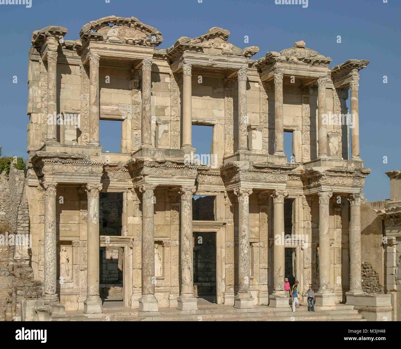 Ephesus, Izmir, Turkey. 1st Oct, 2004. The Library of Celsus, a tomb for the Roman governor of the province of Asia, built in 117 A.D. is one of the most beautiful and most photographed structures in Ephesus. An ancient Greek city on the Ionian coast, dating to the 10th century BC, Ephesus was a religious, cultural and commercial center noted for its temples and architecture. Its ruins are now a favorite international tourist attraction and a UNESCO World Heritage Site. Credit: Arnold Drapkin/ZUMA Wire/Alamy Live News Stock Photo