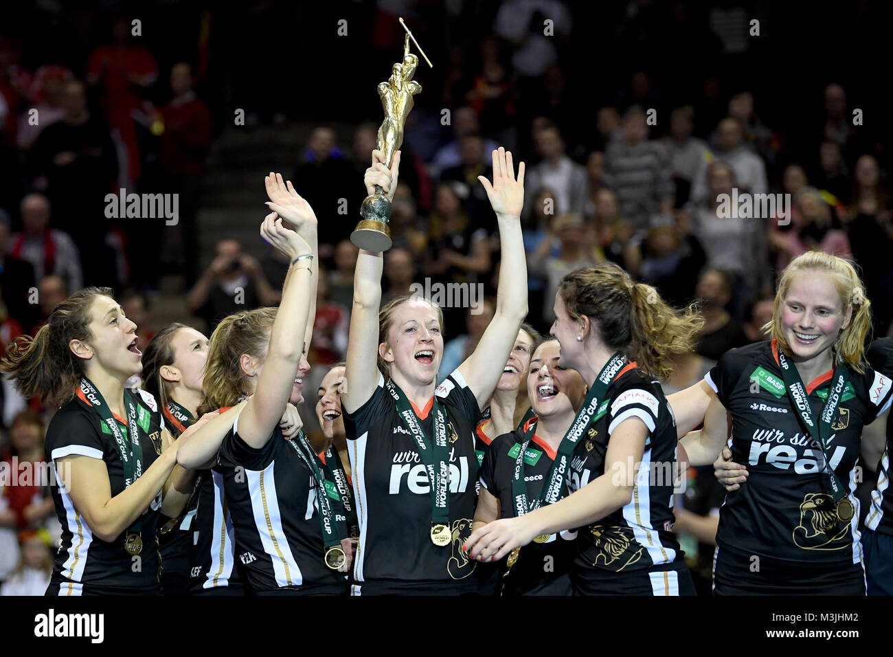 German hockey players celebrate their victory in the finals of the World Cup 2018 in Berlin