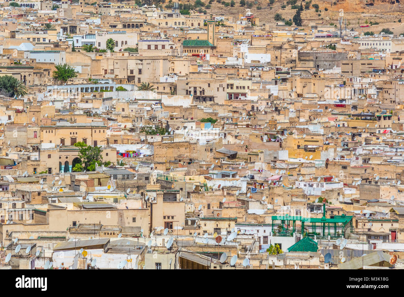 Fez city dense buildings mosaic houses Morocco Stock Photo