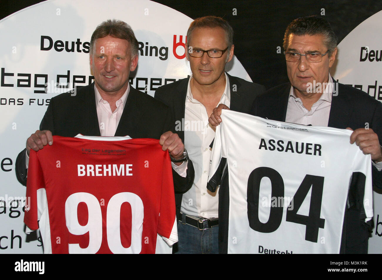 Tag der Legenden Pressekonferenz, Le Royal Meridien, Hamburg, 16.07.2008, Andreas Brehme, Reinhold Beckmann und Rudi Assauer Stock Photo