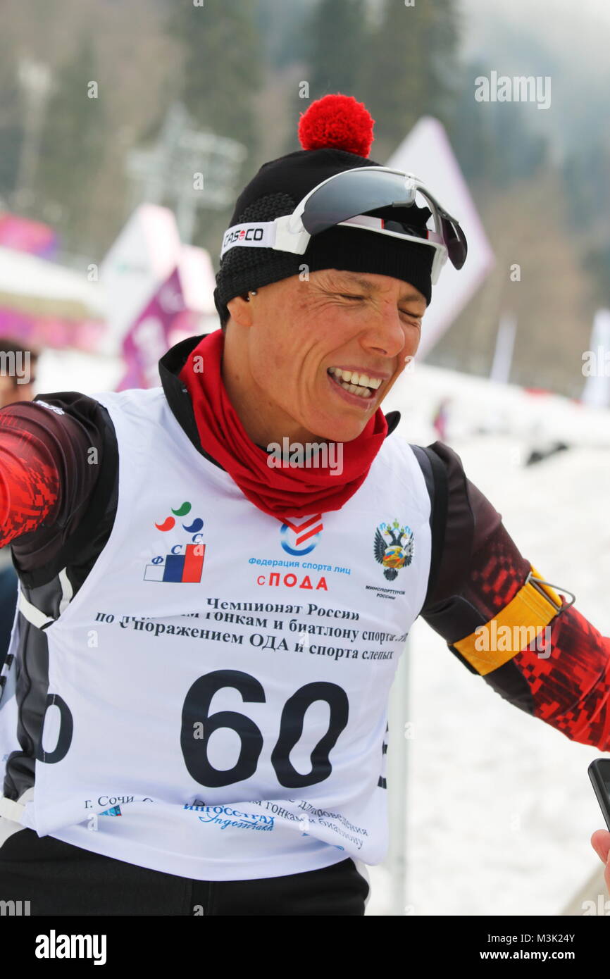 Kämpfernatur: Andrea Eskau, Paralympics Sotschi 2014 / Paralympic Winter Games Sochi 2014 Stock Photo