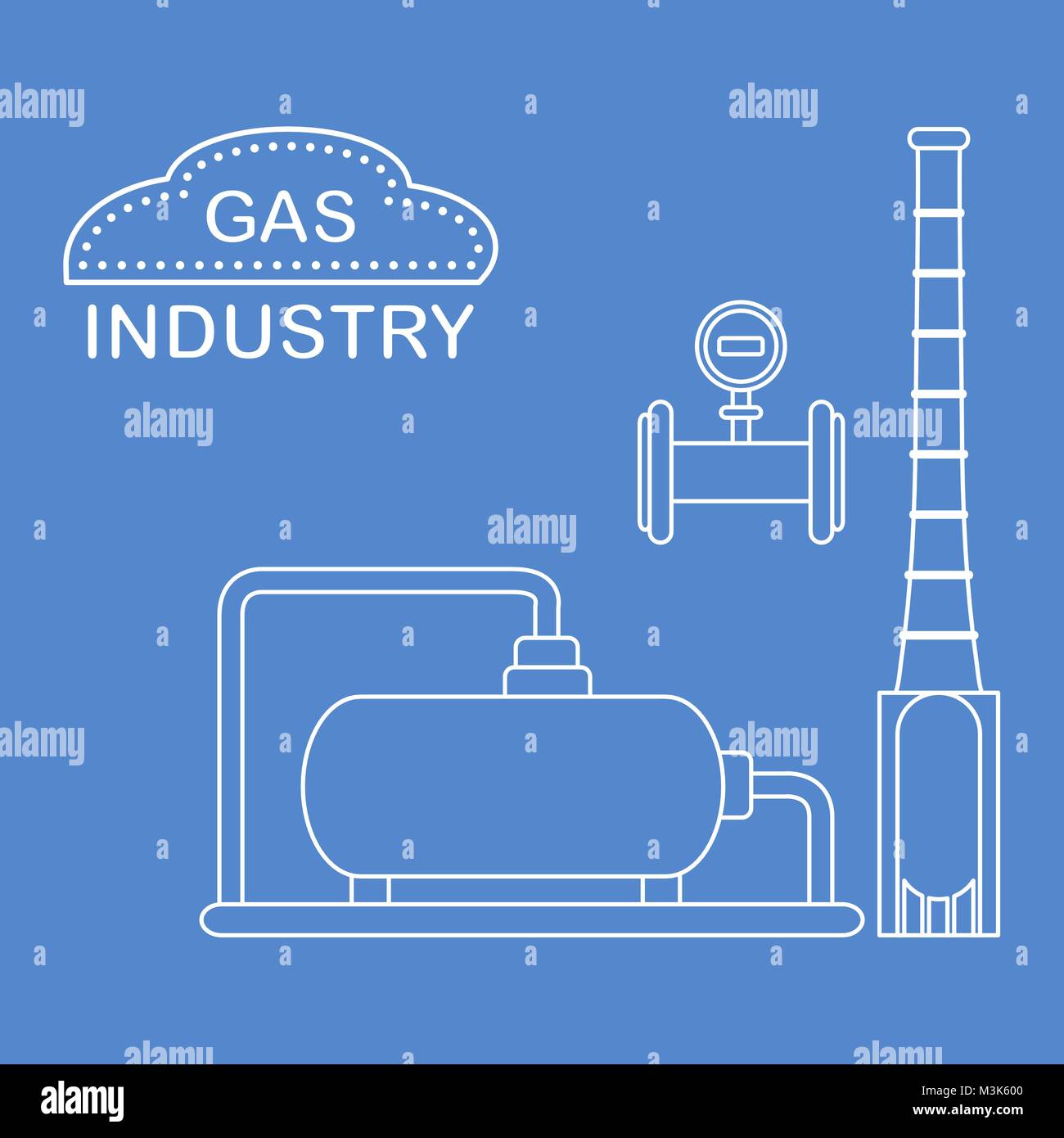Gas processing plant. Industrial gas meter. Design for announcement