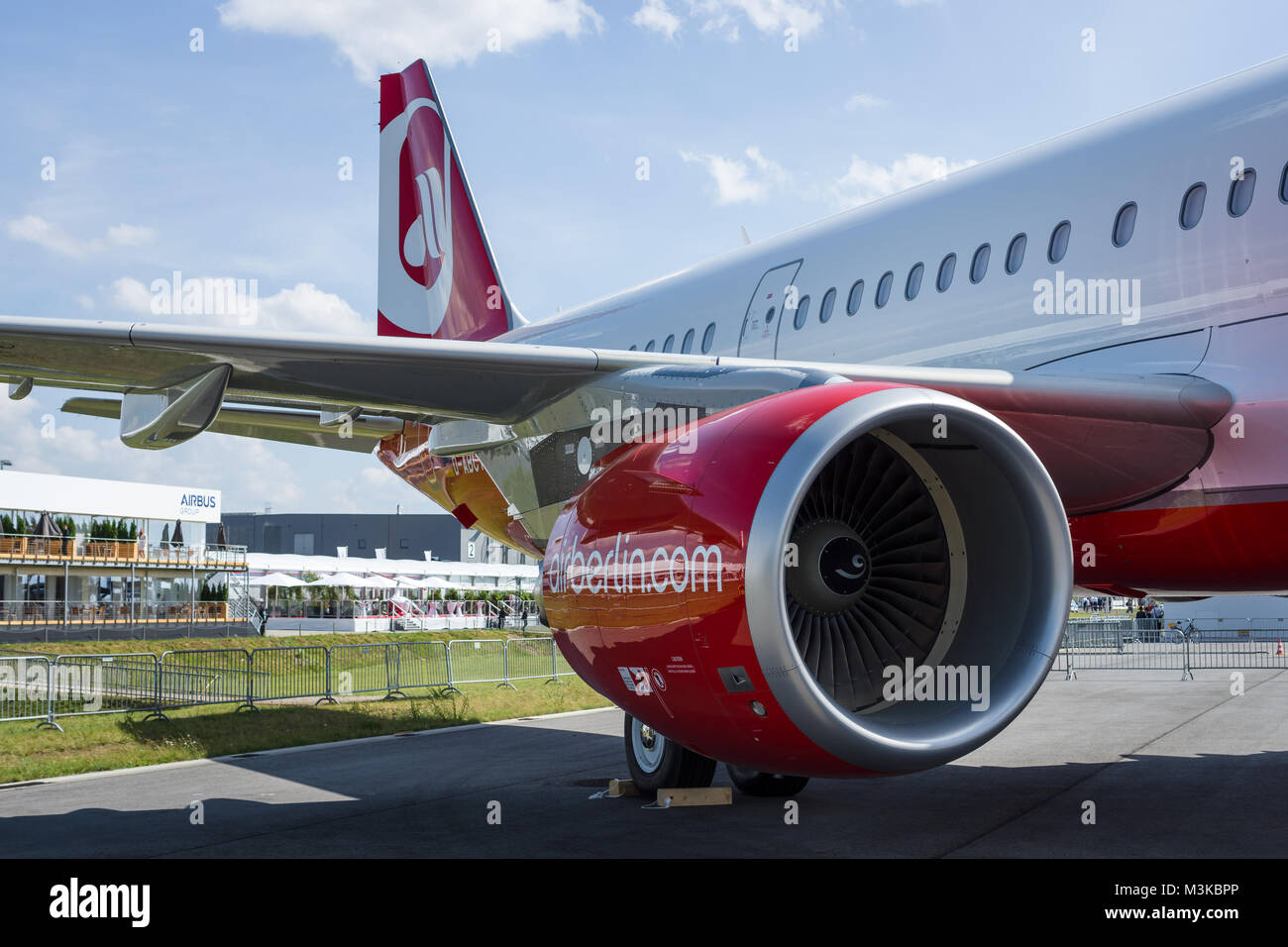 BERLIN, GERMANY - JUNE 03, 2016: Narrow-body jet airliner Airbus A321-211. Airberlin. Exhibition ILA Berlin Air Show 2016 Stock Photo