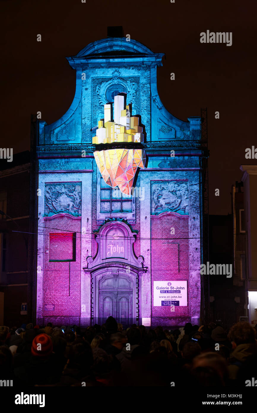 Ghent, Belgium. 31 January - 3 February, 2018. Ghent Light Festival. (24) Ukiyo, by Nele Fack. Stock Photo