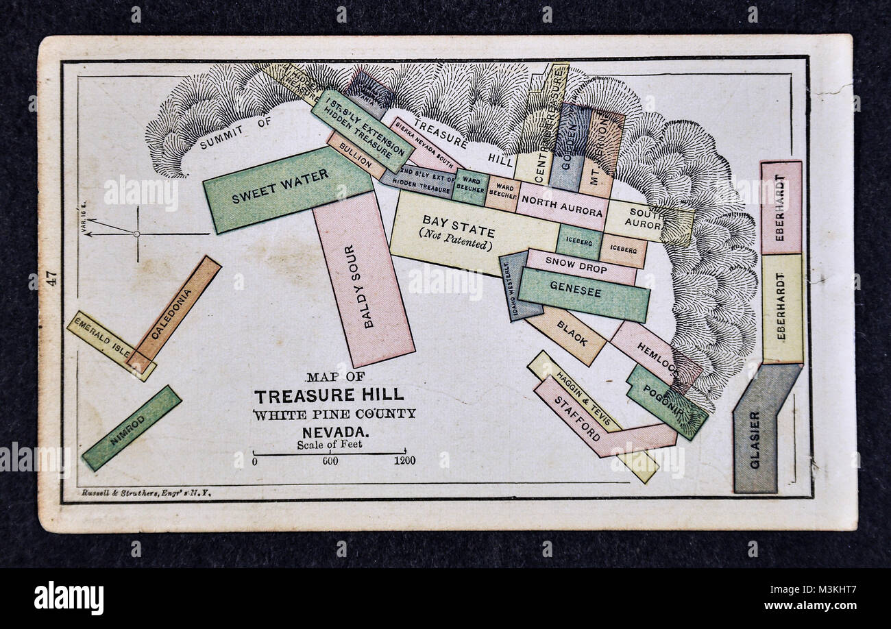 1882 Bradstreet Atlas Map Gold Mine Map Treasure Hill, White Pine