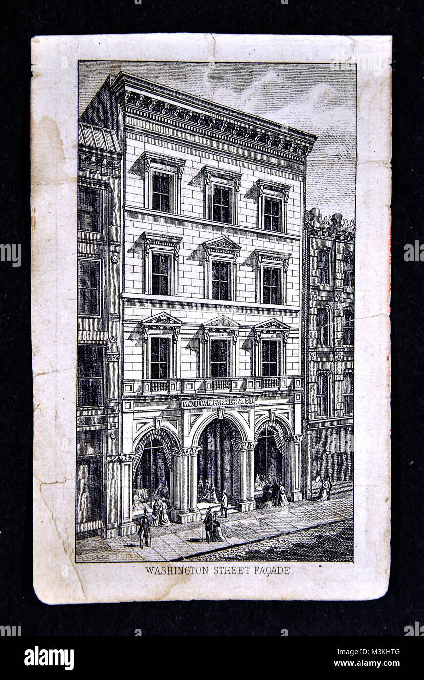 1882 Bradstreet Facade View from Washington Street,  Macullar, Parker & Company - Clothing Factory & Retail Store - Boston, Massachusetts - United States Stock Photo