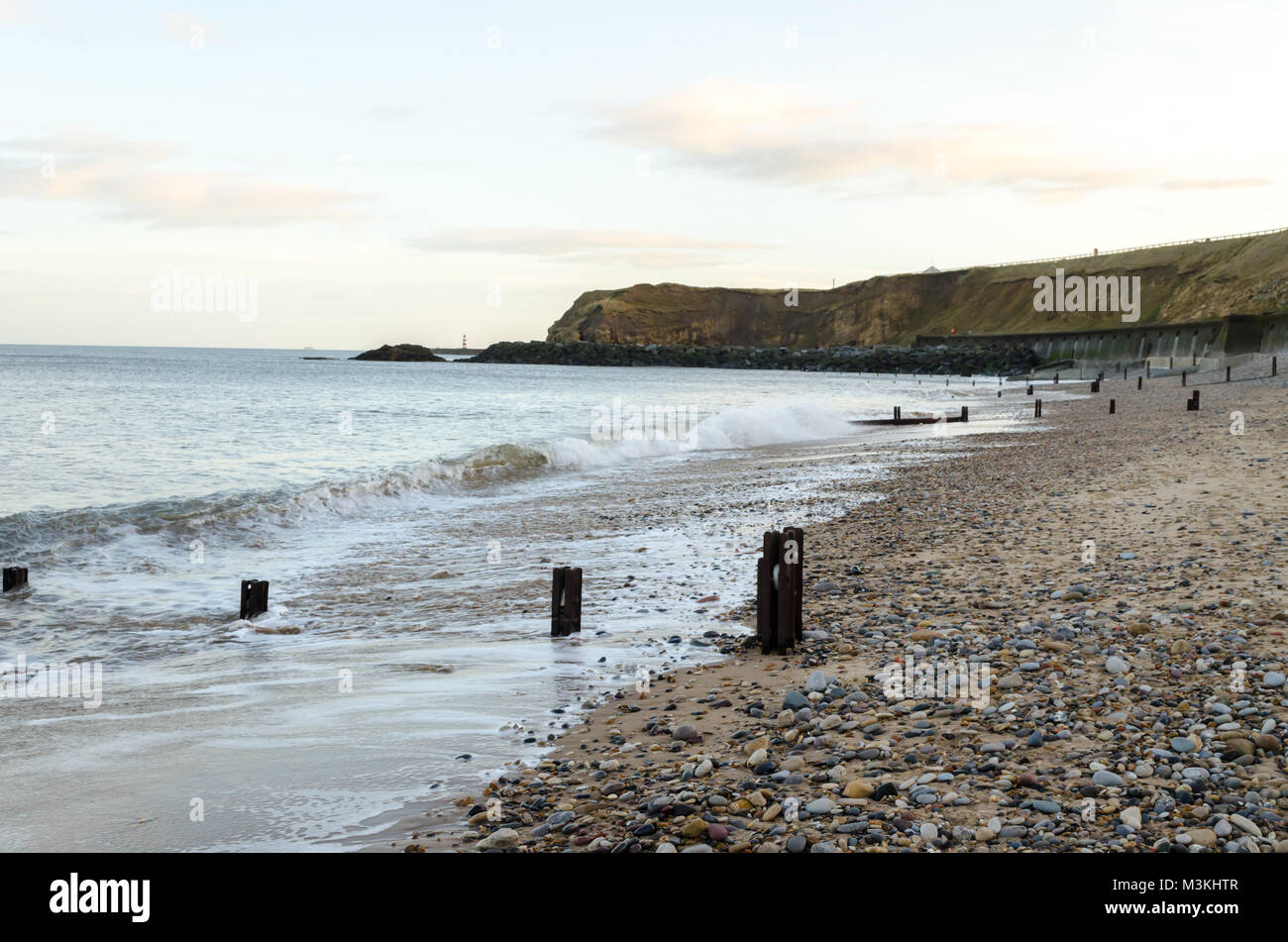Seaham Beach, Seaham, and Old Wooden Groynes (1953). The Groynes were ...
