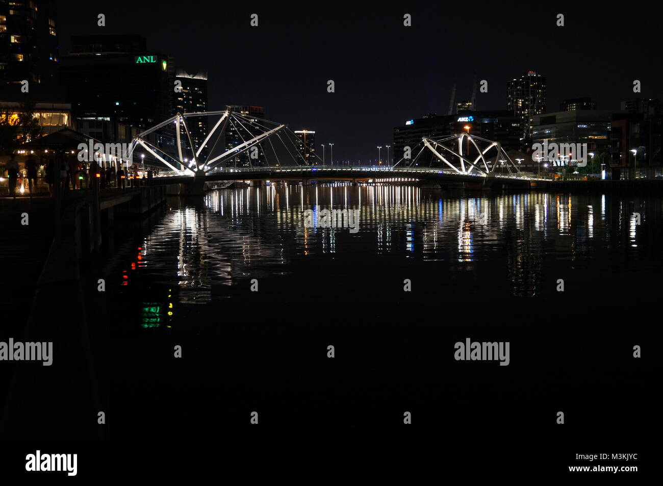 Bridge across the river at night Stock Photo - Alamy