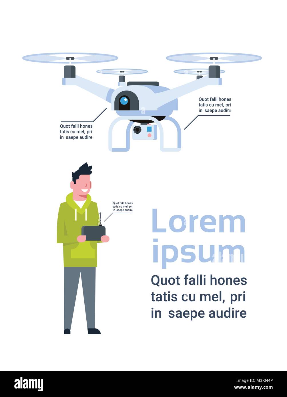 Man Holding Remote Controller For Modern Drone Over Template ...