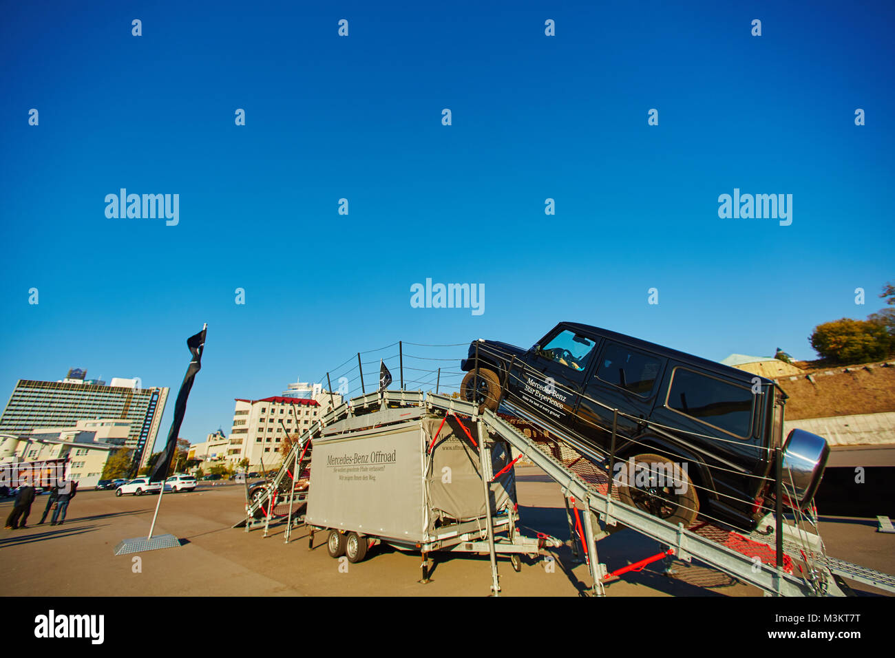 Kiev, Ukraine - OCTOBER 10, 2015: Mercedes Benz star experience. The interesting series of test drives Stock Photo