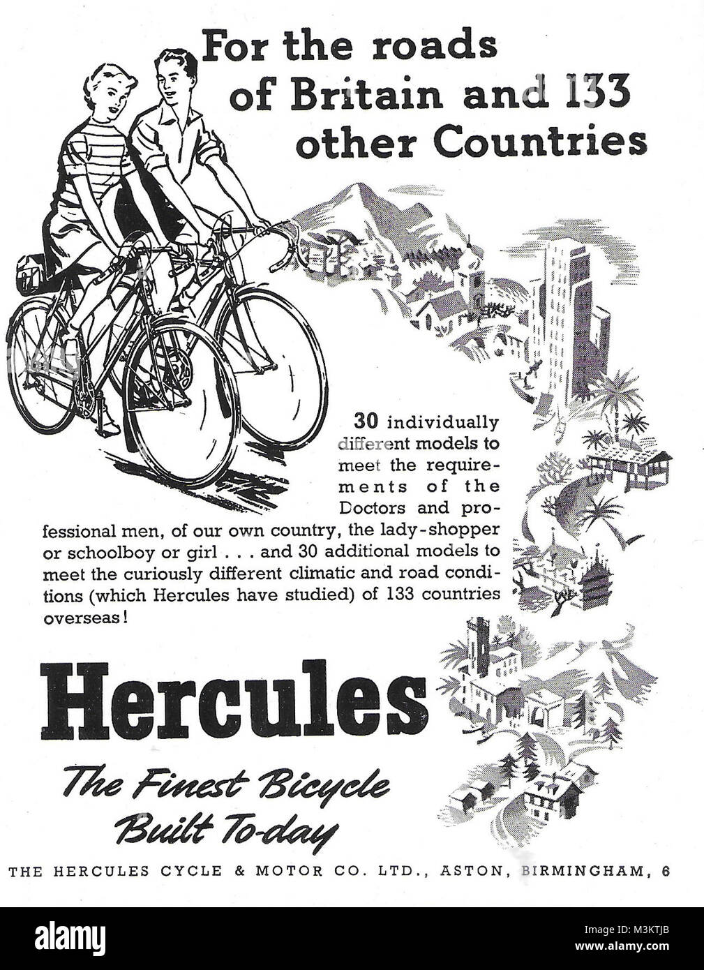 Hercules bicycles advert, advertising in Country Life magazine UK 1951