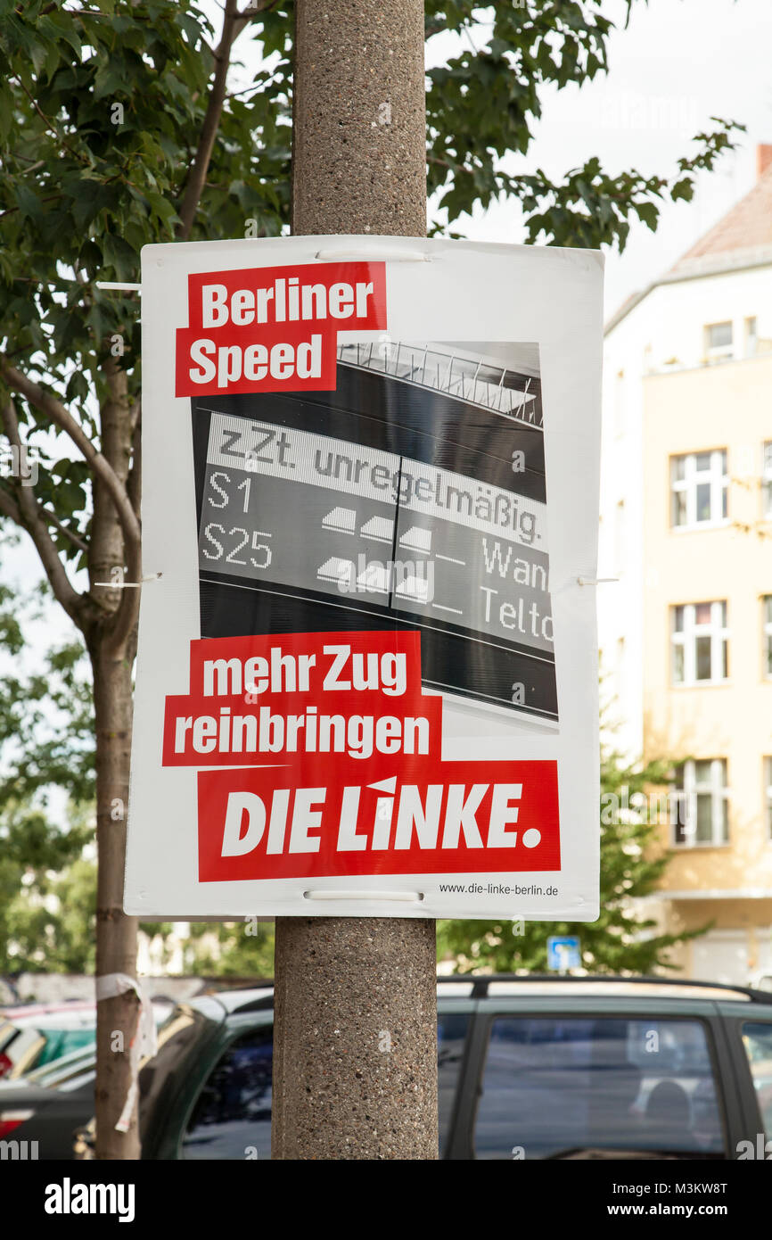 'Berliner Speed' Die Linke Wahlwerbung Berlin 2016 Stock Photo