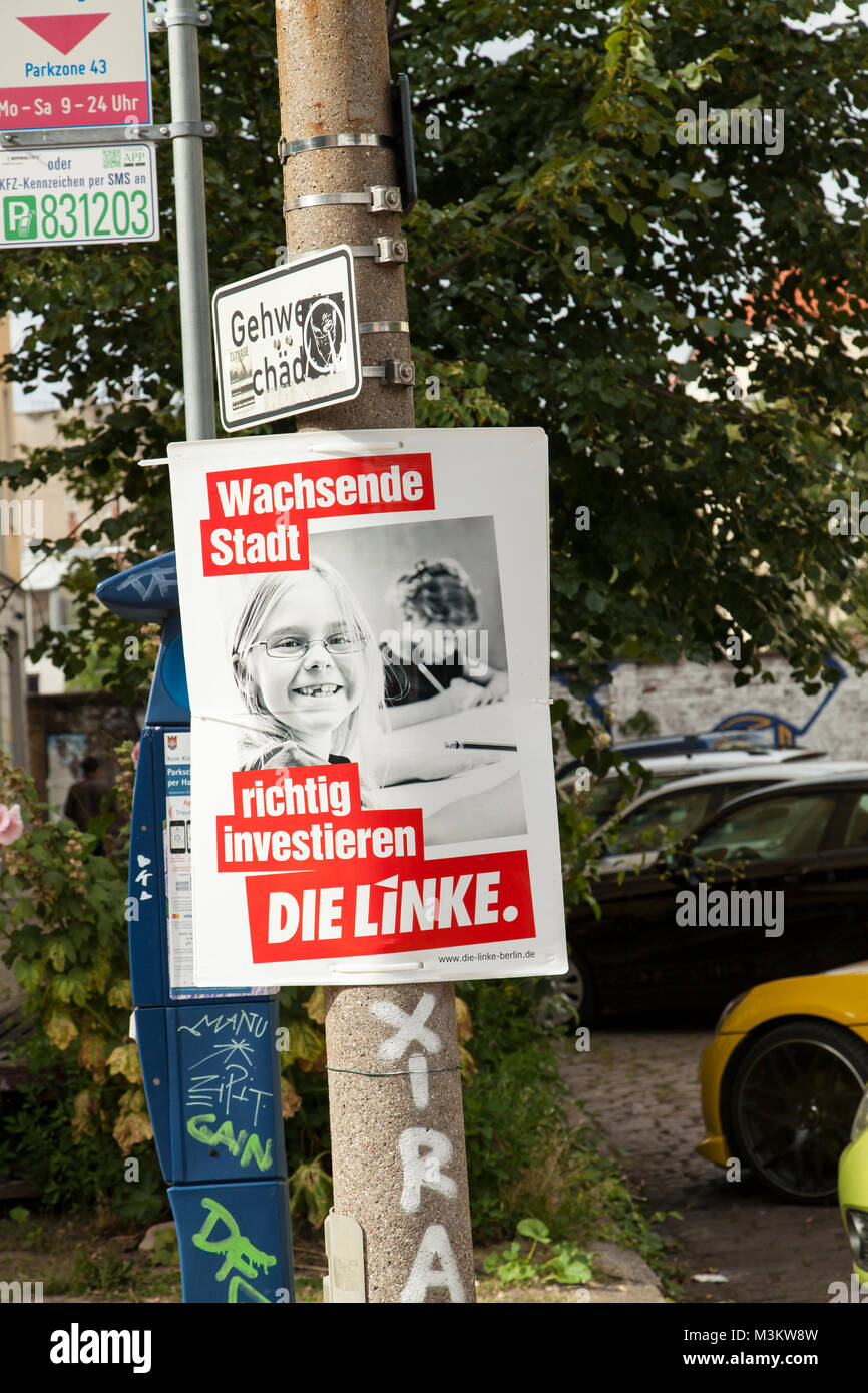 'Wachsende Stadt' Die Linke Wahlwerbung in Berlin 2016 Stock Photo