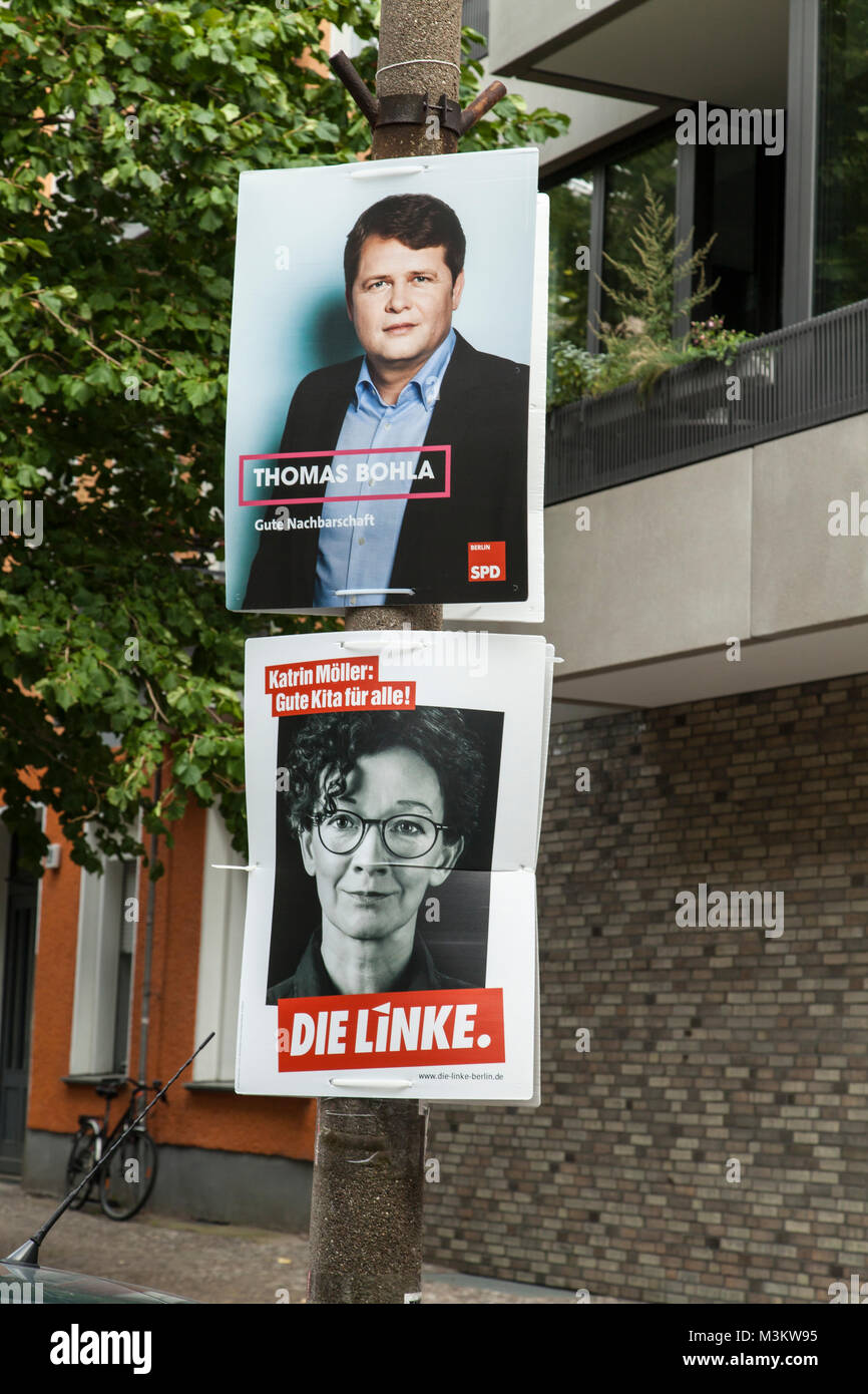 Wahlwebung Berlin 2016, SPD und Die Linke Stock Photo