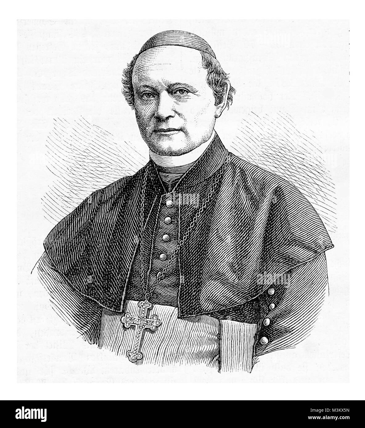 Vintage engraving portrait of Dr. Matthias Eberhard, bishop of Trier Stock Photo