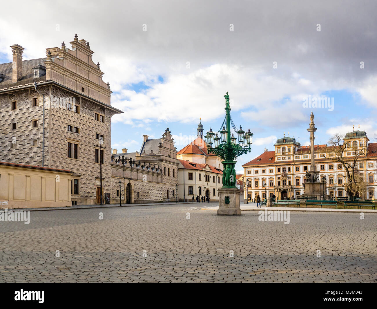 Hradcany Square, Schwarzenberg Palace, Prague, Czech Republic Stock Photo