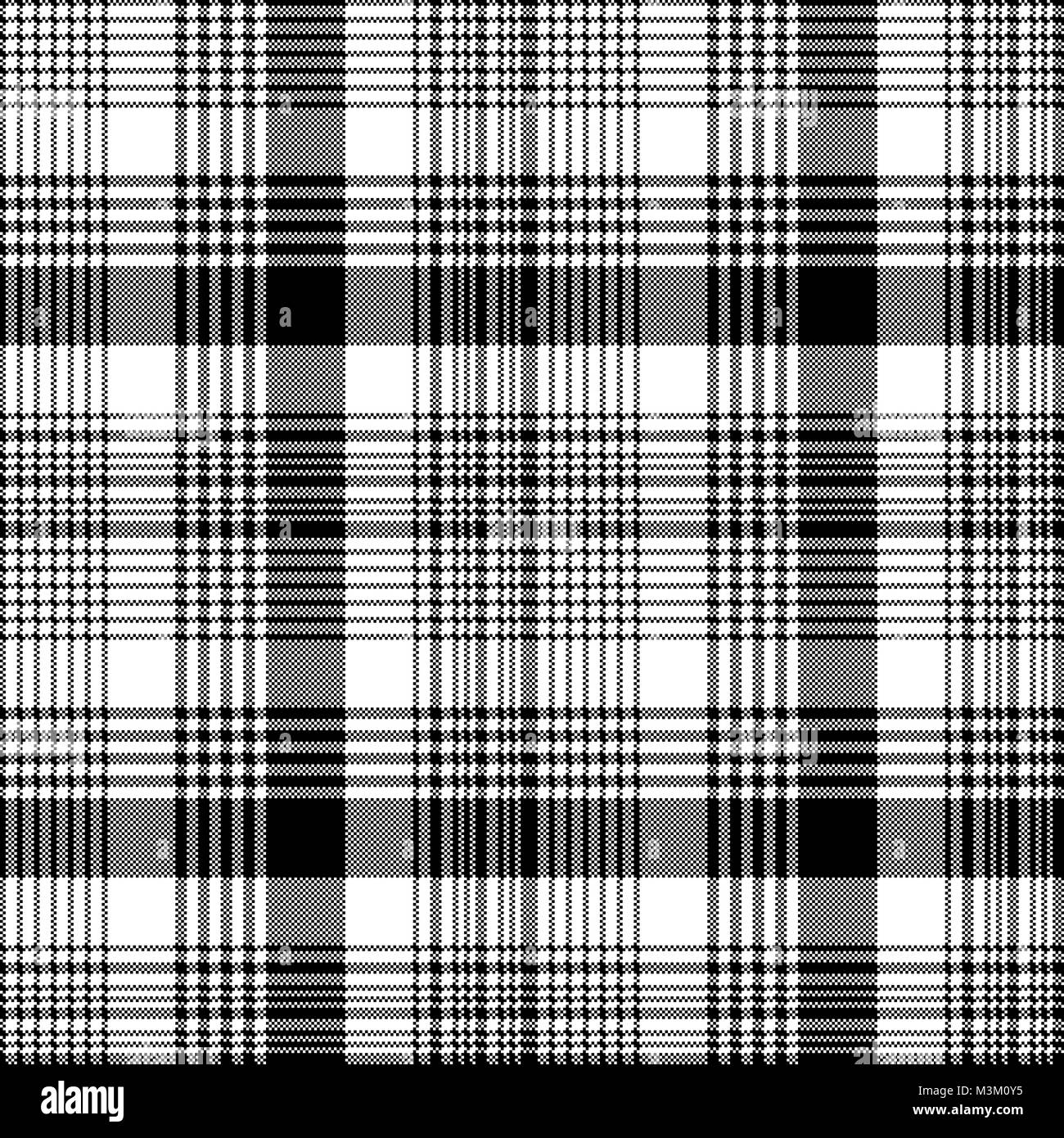 Black and white fabric texture check tartan seamless pattern. Vector ...