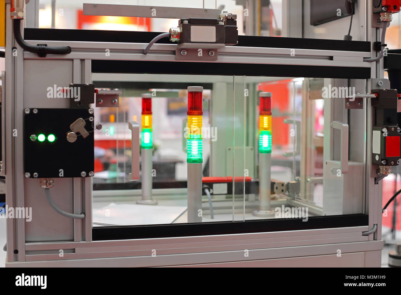 Stack Lights in Automated Production Module in Factory Stock Photo Alamy