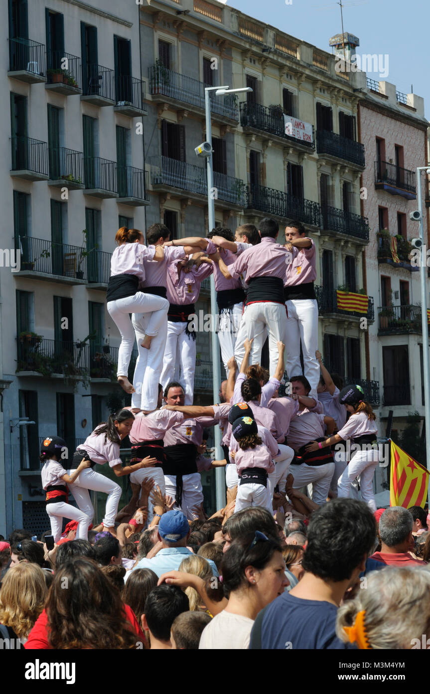 Katalanische Menschentuerme, Castells zum Nationalfeiertag in Barcelona ...